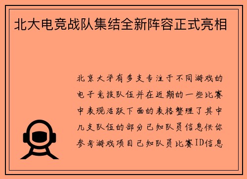 北大电竞战队集结全新阵容正式亮相